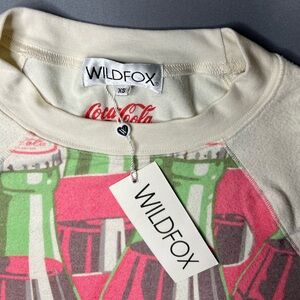 Wildfox x Coca-Cola Graphic Sweatshirt NWT XS Pink Logo Crewneck